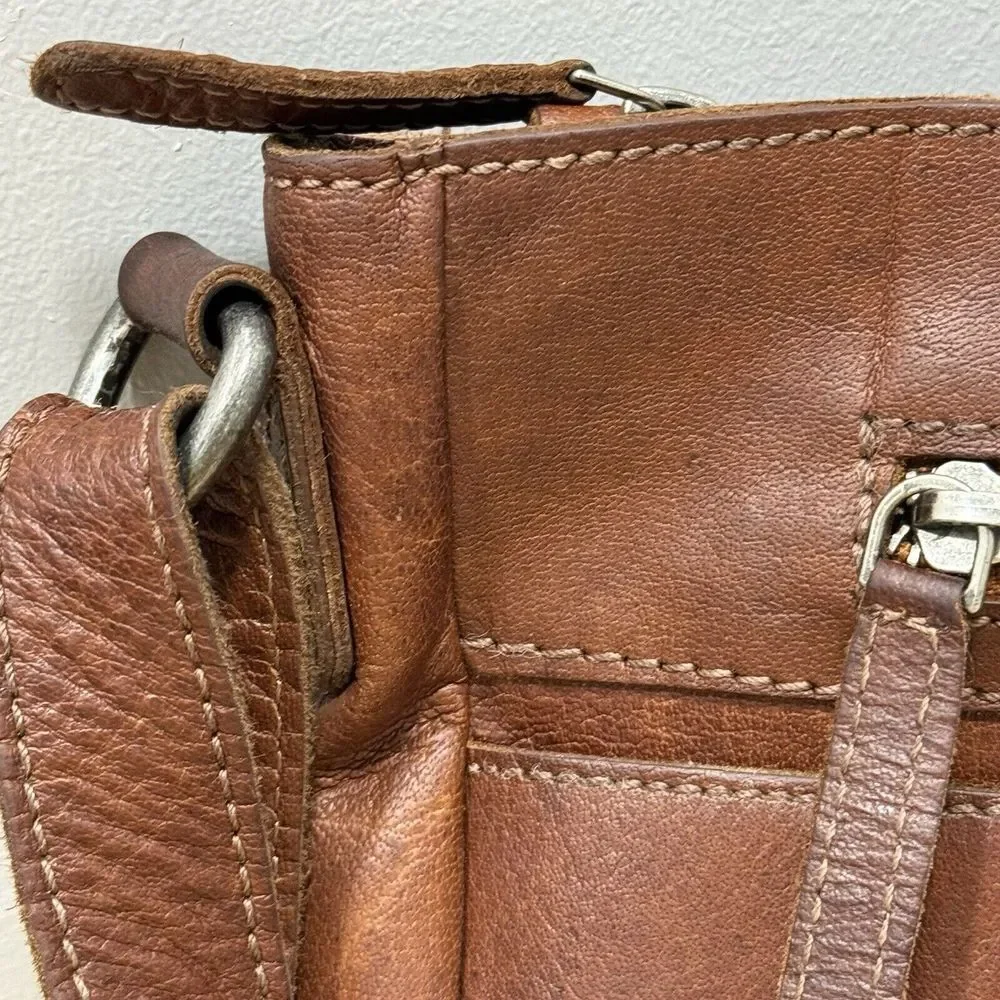 Wild West Los Angeles Leather Purse Brown‎ Shoulder Bag Green Gingham Western